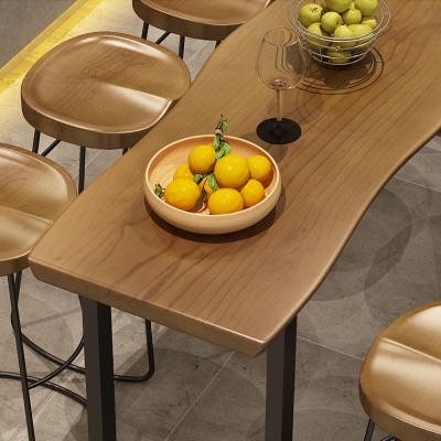 1/9-teiliges modernes rechteckiges Bistrotisch-Set aus Holz mit Thekentisch und r&uuml;ckenfreien Hockern
