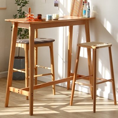 Zeitgen&ouml;ssischer rechteckiger Kneipentisch aus massivem Holz in Barh&ouml;he f&uuml;r das Wohnzimmer