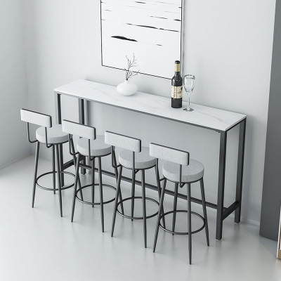 Barhocker aus Leinen im modernen Stil, runder Barhocker mit niedriger R&uuml;ckenlehne und Fu&szlig;st&uuml;tze