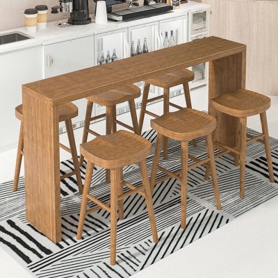 Luxuri&ouml;ses rechteckiges Bartisch-Set aus massivem Holz, 1/4/5/7-teilig, Thekentisch mit Hockern