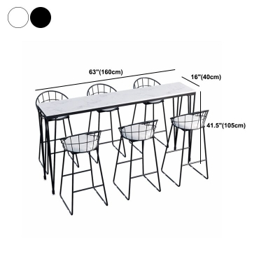 Polierter industrieller Marmor-Bartisch, rechteckiger Bistrotisch f&uuml;r kleine Pl&auml;tze