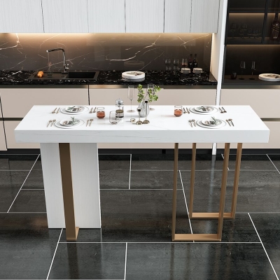 Luxuri&ouml;ses rechteckiges Kneipentisch-Set, 1/2/5-teilig, Tresentisch aus gesintertem Stein mit hohen Hockern