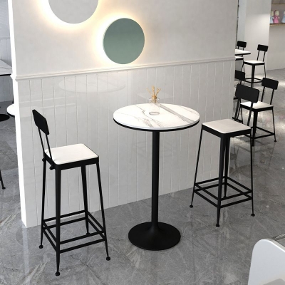 41,34"H hoher industrieller Bartisch aus Stein, runder Bistro-Barschreibtisch