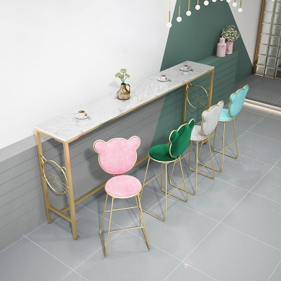 Bartisch aus Metall f&uuml;r den Innenbereich, Bistrotisch im glamour&ouml;sen Stil mit Bockgestell