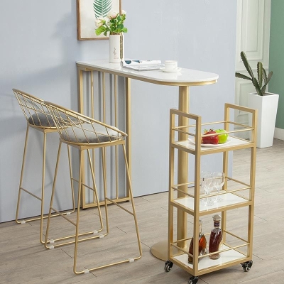 Bartisch im glamour&ouml;sen Stil, Bar-Weintisch aus Kunstmarmor mit doppeltem Sockel