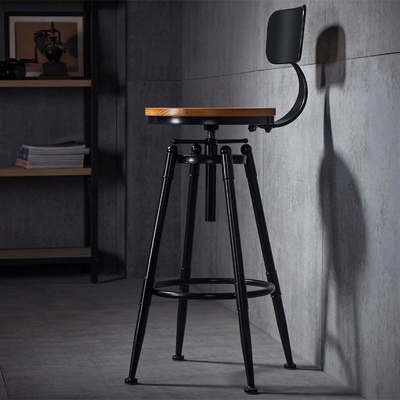 Massivholz-Thekenhocker, industrieller, h&ouml;henverstellbarer Hocker f&uuml;r das Wohnzimmer