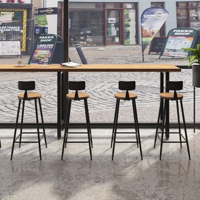 Modernes 1/7-teiliges Bartisch-Set, rechteckiger Holz-Thekentisch f&uuml;r Milchtee-Shop