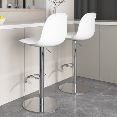 Moderner, h&ouml;henverstellbarer, drehbarer Barhocker mit niedriger R&uuml;ckenlehne und Metallgestell