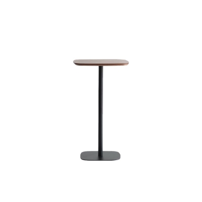 Quadratischer Bar-Weintisch, Holz-Barh&ouml;hen-Cocktailtisch mit Metallsockel