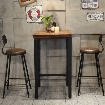 Brauner Bartisch aus massivem Holz, industrieller Esstisch f&uuml;r die K&uuml;che und das Wohnzimmer