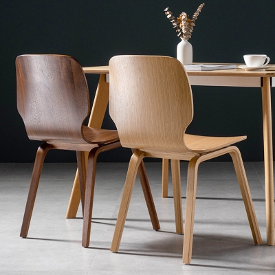 Sedia da pranzo minimalista in legno per sedia da pranzo senza braccioli con schienale solido per la casa