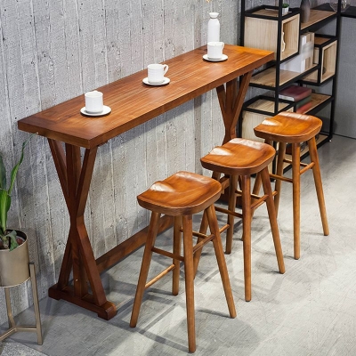 Zeitgen&ouml;ssischer Esszimmerhocker aus massivem Holz, r&uuml;ckenfreier Barhocker mit Fu&szlig;st&uuml;tze