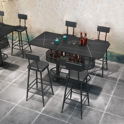 Set da tavolo da pub moderno in pietra sinterizzata da 1/2/3/5 pezzi Tavolo fisso da bancone