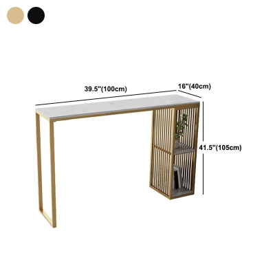 1/3-teiliges Bistro-Set aus glamour&ouml;sem Eisen, rechteckiges Bistro-Set mit wei&szlig;er Kunstmarmorplatte und Regal