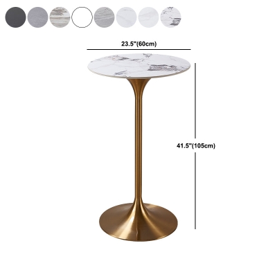Runder Bartisch mit Steinplatte, Glamour-Pub-Tisch mit goldfarbenem Metallsockel