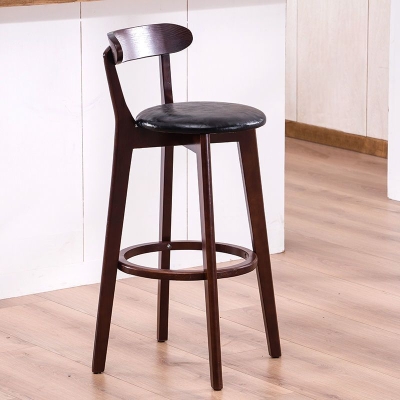 Esszimmerhocker mit niedriger R&uuml;ckenlehne, industrielle, armlose Barhocker mit Holzgestell