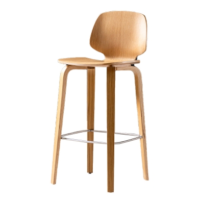 Esszimmerhocker aus massivem Holz, moderne braune Barhocker mit Fu&szlig;st&uuml;tze