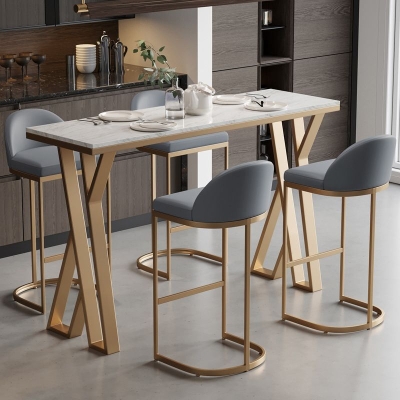 Set tavolo da bar stile glam Tavolo da bar rettangolare da 1/2/5 pezzi con sgabelli alti per cucina