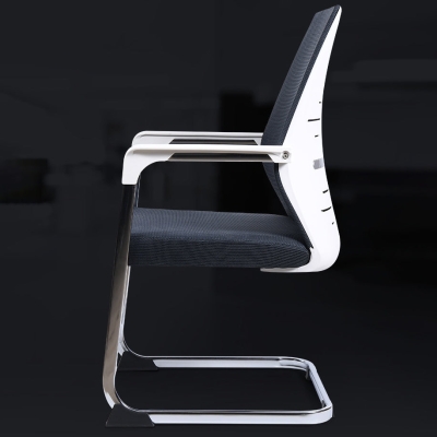 Moderner Netz-Arbeitsstuhl mit mittlerer R&uuml;ckenlehne, ergonomischer B&uuml;rostuhl ohne Rollen