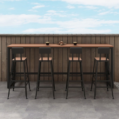 Industrielles rechteckiges Bartisch-Set, 1/4/5-teilig, Holz-Thekentisch