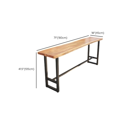 Tisch mit Holzplatte, Metallgestell mit schwarzem Sockel, rechteckiger Stehtisch f&uuml;r die Terrasse
