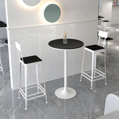 Okrągły st&oacute;ł barowy w stylu Glam 41,34"H St&oacute;ł z kamiennym blatem z barem