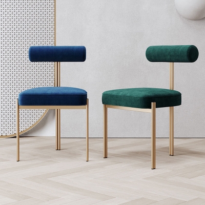 Glamour-Esszimmerstuhl aus Samt mit offener R&uuml;ckenlehne und mattem Finish f&uuml;r den Innenbereich