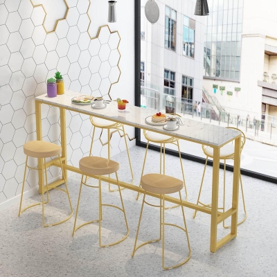 Set tavolo da bar moderno in marmo Set tavolo e sgabello rettangolare bianco su cavalletto da 1/2/7 pezzi