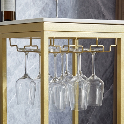1/2-teiliges Bartisch-Set aus Glam-Eisen, rechteckiges Bistro-Set mit wei&szlig;er Kunstmarmorplatte und Regal