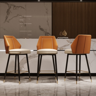 Barhocker im Glam-Stil, Kunstleder-R&uuml;ckenlehne, Thekenhocker f&uuml;r Bristol