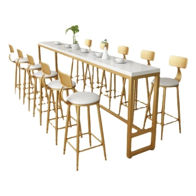 Rechteckiger Esstisch aus wei&szlig;em Massivholz mit Bockgestell f&uuml;r die K&uuml;che und das Wohnzimmer
