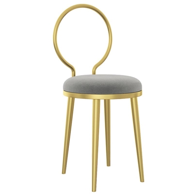 Glamour-Esszimmerstuhl aus Samt mit offener R&uuml;ckenlehne und goldenen Beinen in mattem Finish