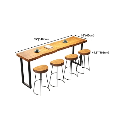Hellbrauner Stehtisch aus massivem Holz mit schwarzen Kufen, moderner Pub-Tisch f&uuml;r kleine Pl&auml;tze