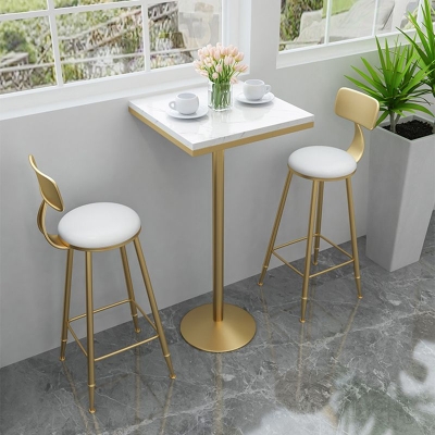 Glamour&ouml;ser Bartisch mit Metallsockel und Kunstmarmorplatte, Bar-Esstisch f&uuml;r kleine R&auml;ume