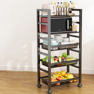 Home Dining Prep Table Offener Aufbewahrungs-K&uuml;chenwagen mit Korb