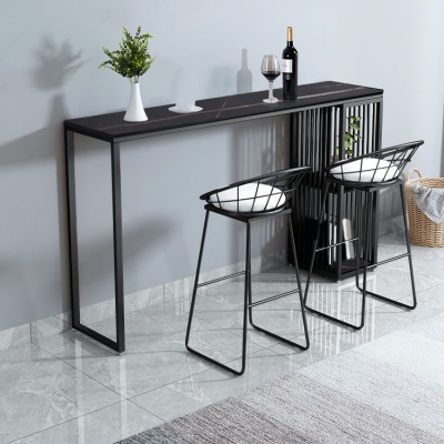 Glam 1/3-teiliges Bartisch-Set, rechteckiger Stein-Thekentisch mit hohen Hockern f&uuml;r den Balkon