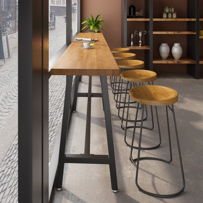 Zeitgen&ouml;ssischer Bar-Esstisch f&uuml;r den Innenbereich, Barhocker-Tisch aus Metall und Holz
