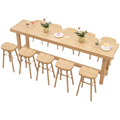 1/6/11-teiliges modernes rechteckiges Kneipentisch-Set aus Holz, Tresentisch mit r&uuml;ckenfreien Hockern
