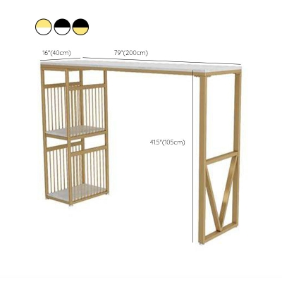 Rechteckiger Bartisch mit Sockel aus Kunstmarmor, Bartisch in Barh&ouml;he mit Regalen