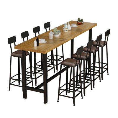 1/2/6/7/9/11-teiliges Tisch- und Hocker-Set, rechteckiges, glamour&ouml;ses Massivholz-Thekenh&ouml;hen-Set