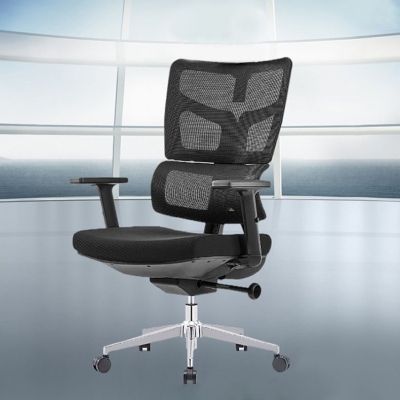 Sedia da scrivania moderna Sedia da computer in rete con schienale alto in nero/grigio
