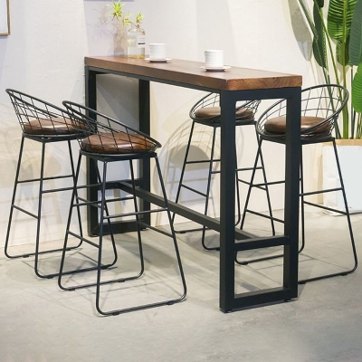 1/2/3/5-teiliges Bartisch-Set im industriellen Stil, rechteckiger Bartisch mit hohen Holzhockern