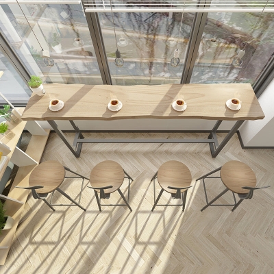 Modernes Bartisch-Set aus massivem Holz, rechteckiger 1/5-teiliger Thekentisch mit hohen Hockern