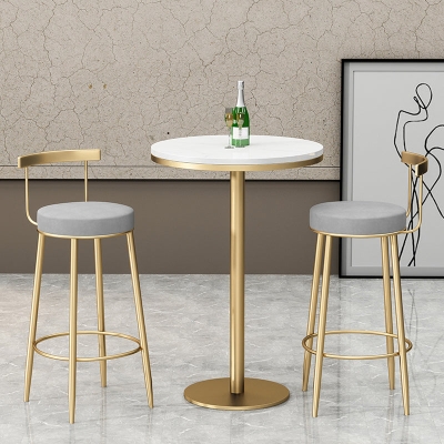 Glam Barhocker ohne Armlehnen, Barhocker aus Eisen mit Pedal und Kissen f&uuml;r Caf&eacute;