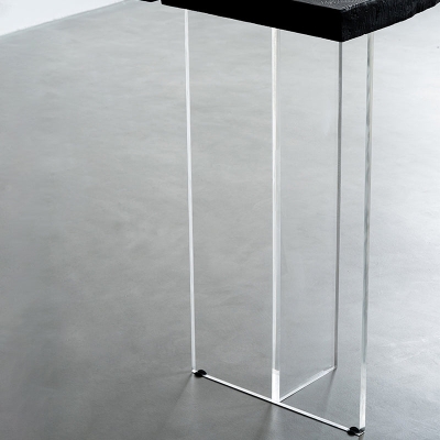 Bartisch mit schwarzer Eschenholzplatte, moderner Pub-Tisch mit Acrylsockel