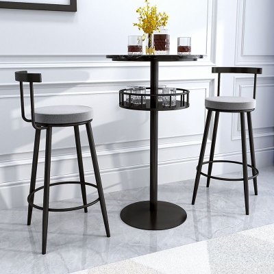 1/2/3-teiliges Bartisch-Set aus Marmor mit mattem Finish, glamour&ouml;ses Barhocker- und Tischset