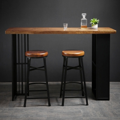 Set da pub glam per interni Set da tavolo da pub in legno e metallo naturale da 1/2/3 pezzi con contenitore