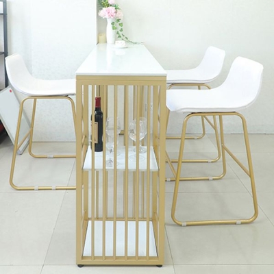 Glam 1/2/3-teiliges Bartisch-Set, rechteckiger Stein-Thekentisch mit hohen Hockern