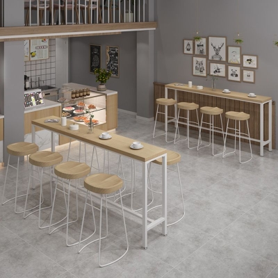 Modernes rechteckiges Kneipentisch-Set, 1/5/9-teilig, Tresentisch aus Holz mit hohen Hockern