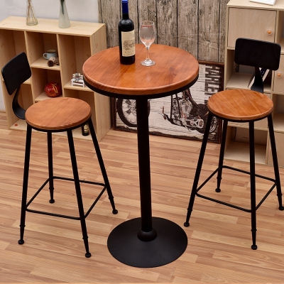 Moderner Pub-Tisch, runder Bartisch aus massivem Holz f&uuml;r den Innenbereich